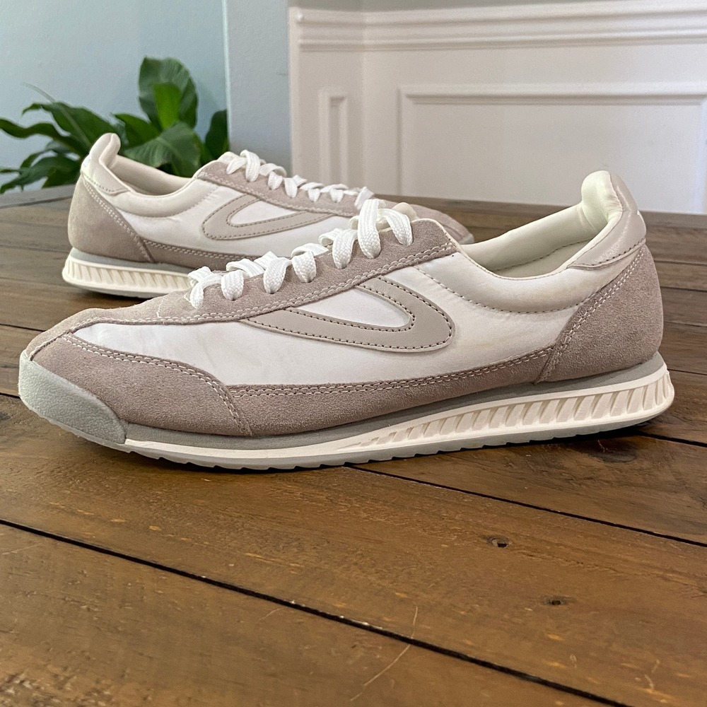 Tretorn Rawlins Womens 7.5 White Grey Suede Leather Textile Sneakers Shoes